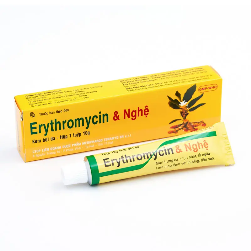 Kem trị mụn Erythromycin & Nghệ Medipharco-Tenamyd hộp 1 tuýp 10 g